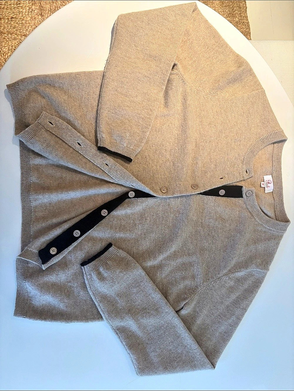 Pink Pineapple Cardigan in Heather Brown Cashmere - Size Medium Like New